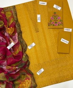 Maria.B IA-79 Luxury Lawn 3 Piece Suit is a beautifully designed ladies unstitched lawn suit, perfect for women who prefer classic chikankari embroidery with a modern printed dupatta. This suit offers a graceful combination of comfort, elegance, and designer styling, making it ideal for summer wear and semi-formal occasions.