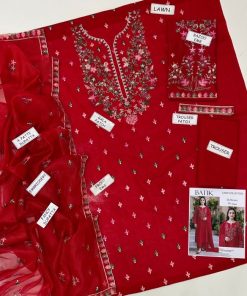 Batik IA-87 Luxury Lawn 3 Piece Suit is a premium ladies unstitched lawn suit, designed for women who prefer heavy embroidery with a stylish digital printed dupatta. This outfit offers comfort, elegance, and a refined designer look, perfect for summer and semi-formal occasions.