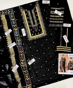 Jazmin IA-93 Most Demanding Edition Luxury Lawn 3 Piece Suit is a premium ladies unstitched lawn suit, designed for women who love bold 9mm sequence embroidery with a glamorous festive finish. This outfit is perfect for Eid, weddings, and special gatherings where you want a sparkling designer look.