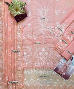 The SEREENE SR-642 Pure Lawn 3 Piece Suit is a stunning festive ensemble inspired by celebrity elegance and premium craftsmanship. Popularly known as “Worn by Hania Amir”, this design reflects modern grace blended with traditional embroidery. Crafted with fully heavy embroidered lawn, statement side panels, and a luxurious chiffon dupatta, SR-642 is perfect for women who want to look effortlessly stylish at every special occasion.