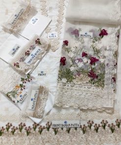 The ELAF EF-641 Heavy Embroidered Lawn 3 Piece Suit is a luxurious festive ensemble designed for women who want to make a bold and elegant statement. Crafted with fully heavy schiffli embroidery, detailed neckline lace, sparkling spangle work, and a richly embroidered organza dupatta, this outfit reflects premium craftsmanship and timeless eastern beauty.