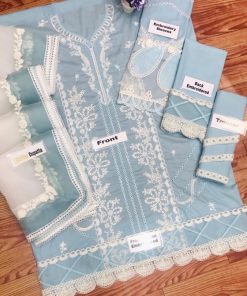 The QALAMKAR QR-639 Lawn Cotton 3 Piece Suit is a beautiful combination of premium lawn cotton fabric, intricate schiffli embroidery, and a luxurious organza tissue dupatta. Designed for women who appreciate refined eastern fashion, this outfit delivers the perfect mix of comfort, elegance, and festive sophistication.