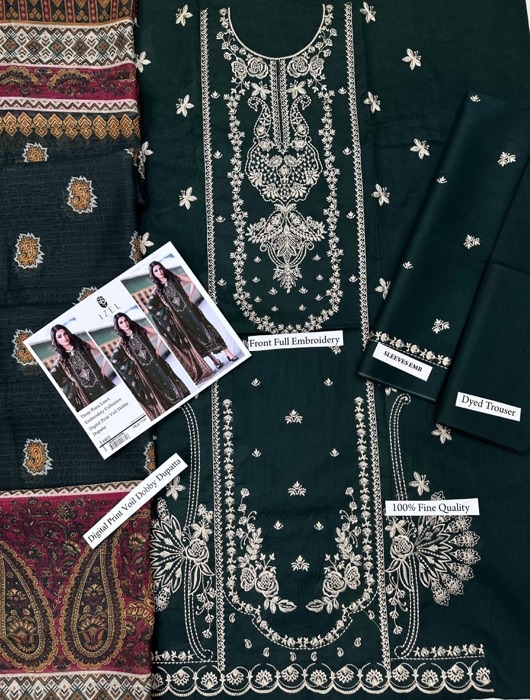 IZEL IA-107 Blue Lawn 3 Piece Suit is a beautifully designed ladies unstitched lawn suit, perfect for women who love heavy embroidery with a modern digital printed dupatta. This outfit offers comfort, elegance, and premium detailing, making it ideal for summer and semi-formal occasions.