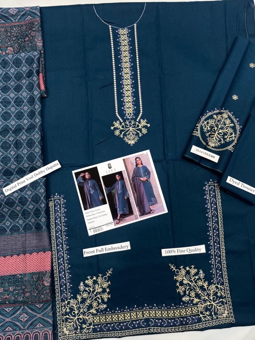 IZEL IA-106 Lawn 3 Piece Suit is a stylish ladies unstitched lawn suit, designed for women who love heavy embroidery with a modern digital printed dupatta. This outfit offers a perfect combination of comfort and elegance, making it ideal for summer and semi-formal occasions.