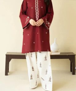 Batik BT-80 two piece embroidered lawn suit with front and sleeve embroidery