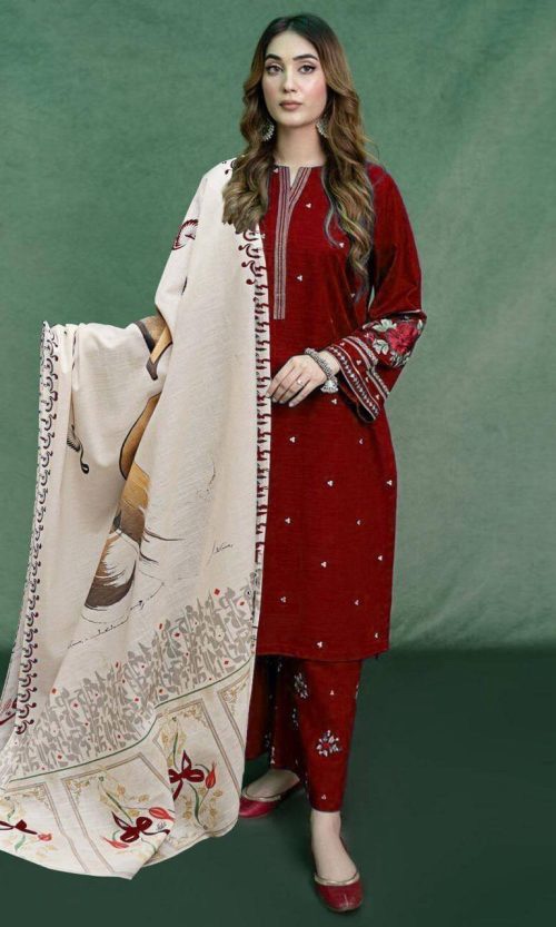 Aisling IA-114 heavy embroidered lawn 3 piece suit with digital dupatta