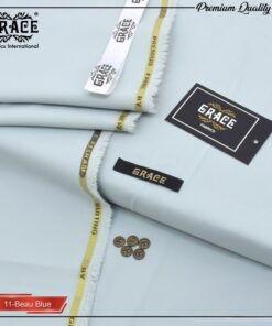 Grace Summer Bea Blue Wash & Wear Men Unstitched Suit Fabric