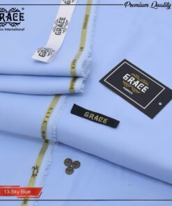Grace Summer Sky Blue Wash & Wear Men Unstitched Suit Fabric