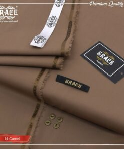 Grace Summer Camel Color Wash & Wear Men Unstitched Suit Fabric