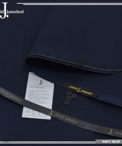 J. Men Navy Blue Hard Cotton Unstitched Suit with branded packing