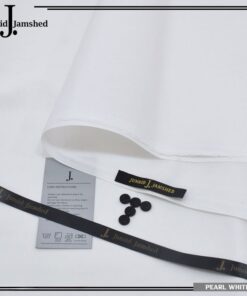 J. Men Pearl White Hard Cotton Unstitched Suit with branded packing