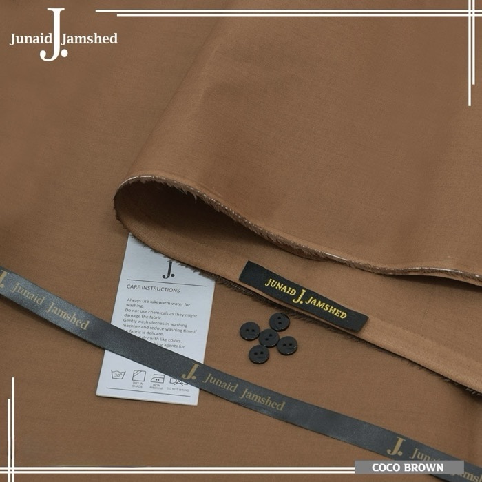 J. Men Coco Brown Hard Cotton Unstitched Suit with branded packing