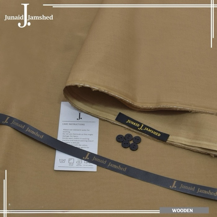 J. Men Wooden Color Hard Cotton Unstitched Suit with branded packing