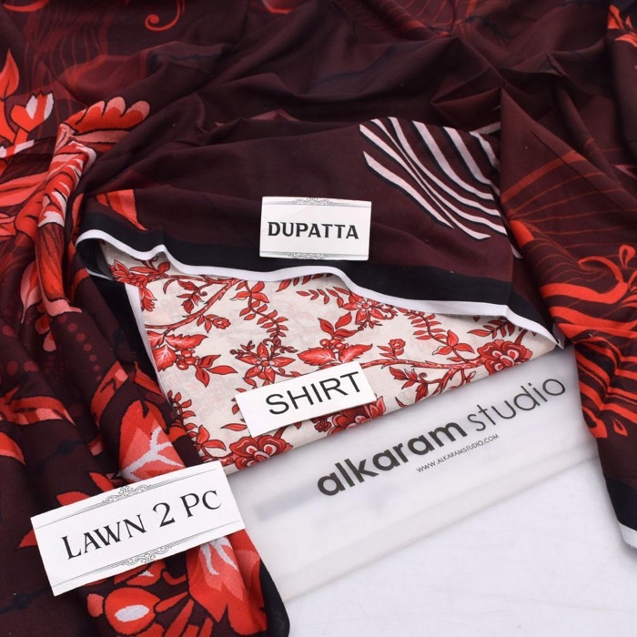 Alkaram AK-06 digital printed lawn 2 piece unstitched suit with matching dupatta