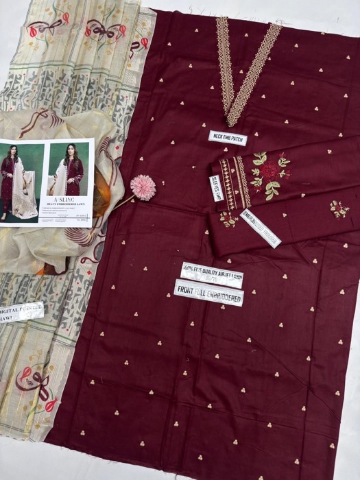 The Aisling IA-114 Lawn Full Heavy Embroidered 3 Piece Suit is designed for women who want a perfect combination of elegance, comfort, and modern fashion. This outfit features rich heavy embroidery, breathable lawn fabric, and a vibrant Monar digital print dupatta, making it an excellent choice for the summer season.
