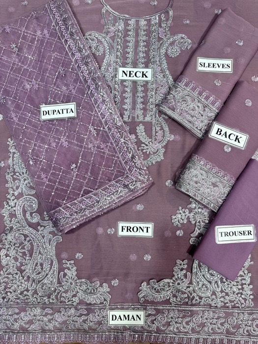 Elevate your festive wardrobe with the Asim Jofa AJ-649 Premium Chiffon Embroidered 3 Piece Suit, a luxurious outfit designed for women who appreciate fine detailing and premium craftsmanship. This elegant ensemble showcases fully embroidered spangle work across the shirt, paired with a heavily embellished dupatta and a smooth dyed malai trouser. Perfect for weddings, parties, and festive occasions, this suit offers a graceful and sophisticated look.