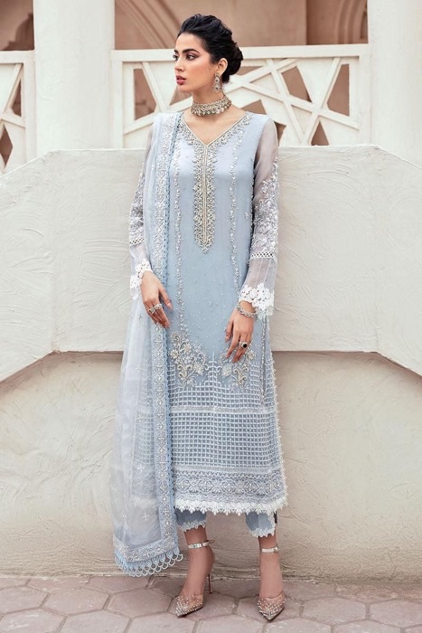 MUSHAQ MQ-648 Organza Suit Heavy Adda Work Embroidered Dupatta