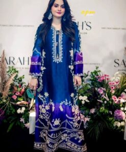 Ethnic NT-985 Minal Khan tye and dye embroidered lawn suit with silk dupatta