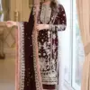 Aneelas ZR-666 Premium Cotton Chikankari Embroidered 3 Piece Suit