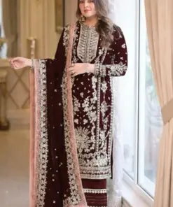 Aneelas ZR-666 Premium Cotton Chikankari Embroidered 3 Piece Suit