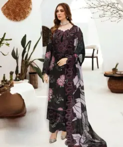 Ramsha premium lawn suit with chiffon dupatta and embroidery