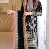 Aneelas ZR-667 cotton chikankari embroidered 3 piece suit with chiffon dupatta