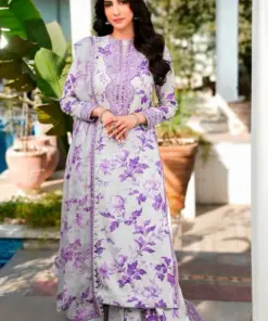 Aneelas AN-721 printed lawn suit with chiffon dupatta and embroidery