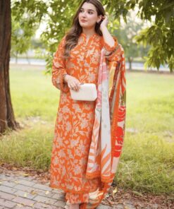 Aneelas AN-801 Lawn Suit with Chiffon Dupatta and Embroidered Patches