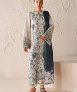 Baroque BR-830 Lawn Unstitched Suit with Voile Dupatta and Printed Trouser