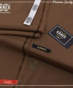 Grace Summer Bronze Wash & Wear Men Unstitched Suit Fabric