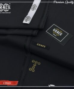Grace Summer Black Wash & Wear Men Unstitched Suit Fabric
