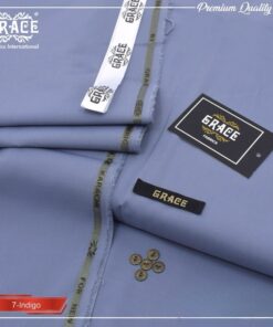 Grace Summer Indigo Wash & Wear Men Unstitched Suit Fabric