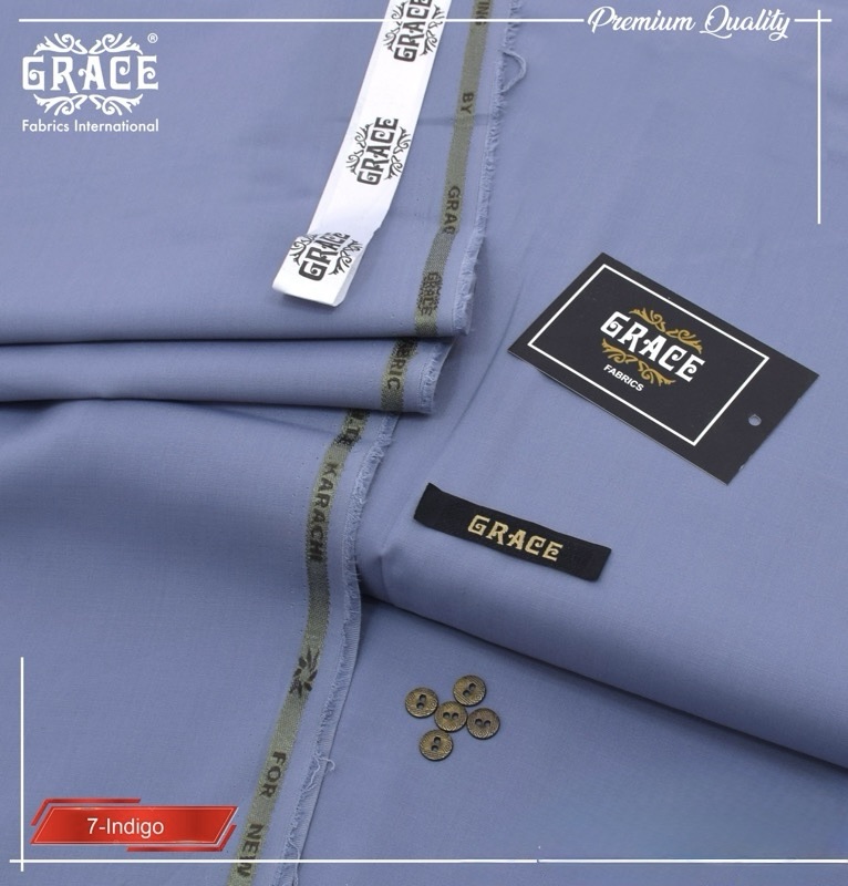 Grace Summer Indigo Wash & Wear Men Unstitched Suit Fabric