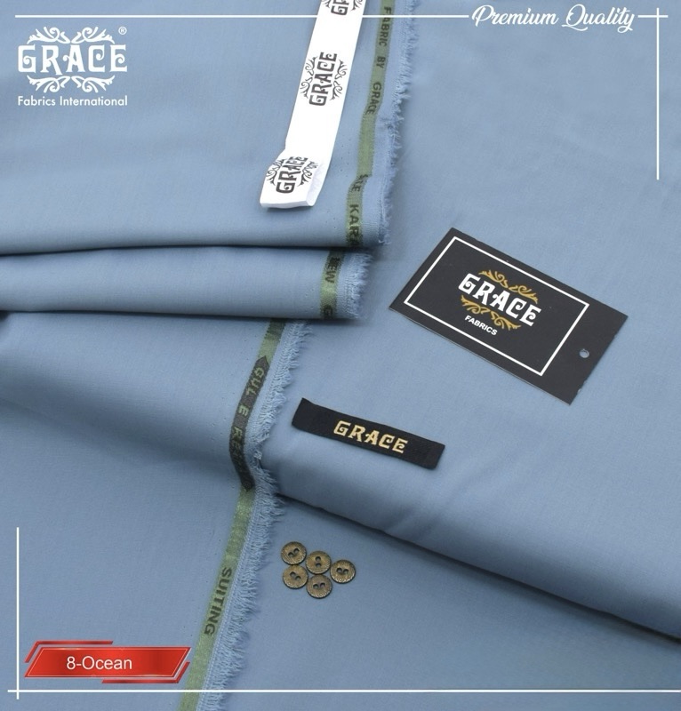 Grace Summer Ocean Color Wash & Wear Men Unstitched Suit Fabric