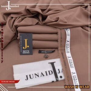 J wash n wear rose wood color unstitched men suit 4 meter cutting with buttons set