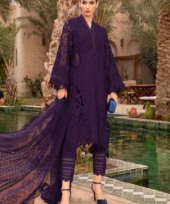 Maria.B MB-652 Cotton Suit 3D Embroidery Laser Cutwork Organza Dupatta
