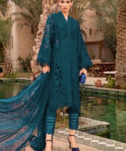 Maria.B MB-651 Cotton Suit 3D Embroidery Laser Cutwork Organza Dupatta
