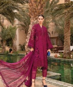 Maria.B MB-650 Cotton Suit 3D Embroidery Laser Cutwork Organza Dupatta