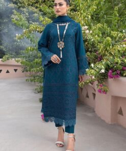 Kahf KF-672 embroidered lawn chikankari suit with chiffon dupatta and cambric trouser