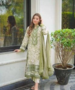 Aneelas AN-668 printed lawn 3 piece suit with chiffon dupatta and embroidered patches