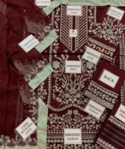 The front of the shirt features heavy sequence Chikankari embroidery, which gives it a rich and premium feel. The detailed patterns make this outfit suitable for both casual and formal occasions.