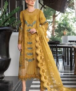 Maria.B MB-671 embroidered lawn chikankari suit with net dupatta and cambric trouser