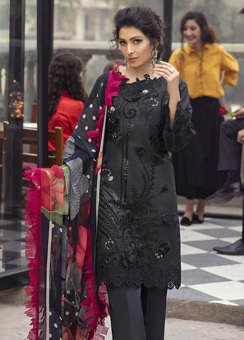 Mushq MQ-660 Lawn Chikankari Embroidered Suit Silk Dupatta