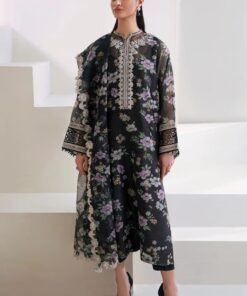 Baroque BR-689 Printed Cotton Net Suit with Organza Dupatta and Malai Trouser