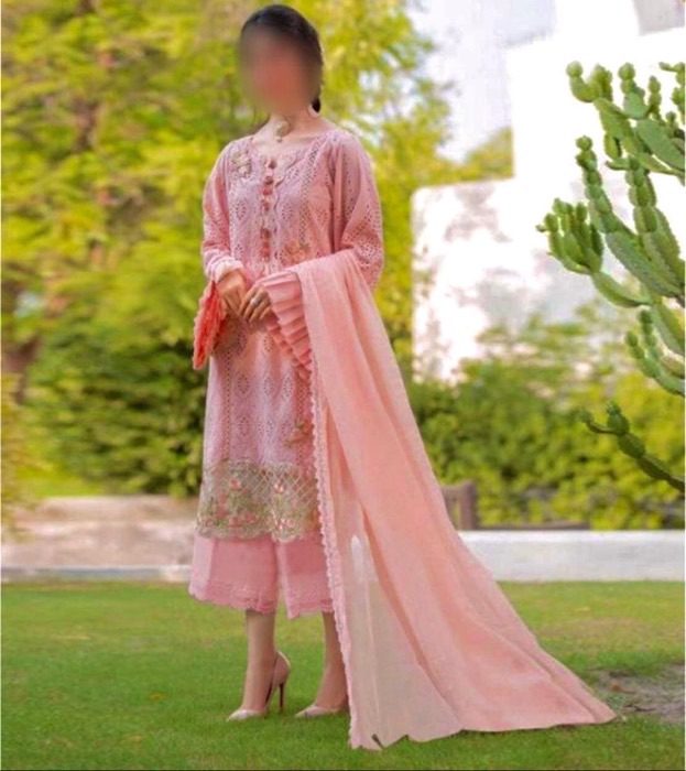 Zarqash ZR-663 Cotton Chikankari Suit Chiffon Embroidered Dupatta