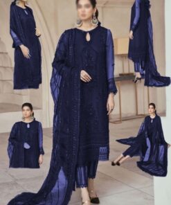 Mushq MQ-724 net heavy embroidered adda work wedding suit with silk trouser