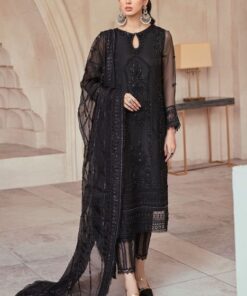 Mushq MQ-723 net heavy embroidered adda work wedding suit with silk trouser