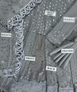 The Asim Jofa AJ-708 Semi Pure Chiffon Suit is a premium outfit designed for women who love heavy embroidery and elegant formal wear. Crafted with semi pure chiffon fabric and paired with a soft malai trouser, this 3-piece suit features full 9MM sequence embroidery, making it perfect for weddings and festive occasions.