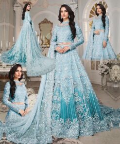 Maria B MB-725 net bridal maxi with heavy embroidery and handwork