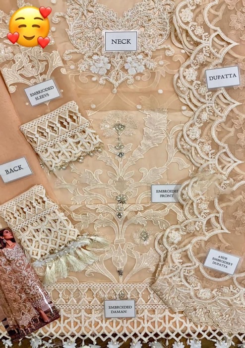 The Maria B MB-706 Organza Suit is a premium outfit designed for women who love heavy embroidery, hand embellishment, and royal designs. Made with high-quality organza fabric and paired with a satin silk trouser, this 3-piece suit offers a complete luxury look for weddings and formal events.